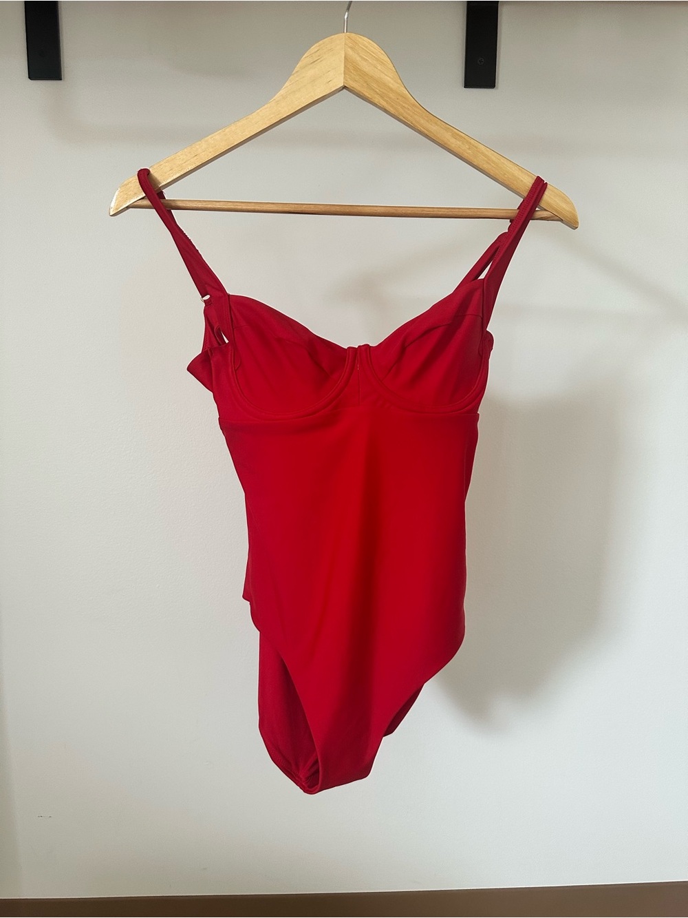 NWT - Quince Cherry Red Underwire One Piece Swim Suit - Size Small